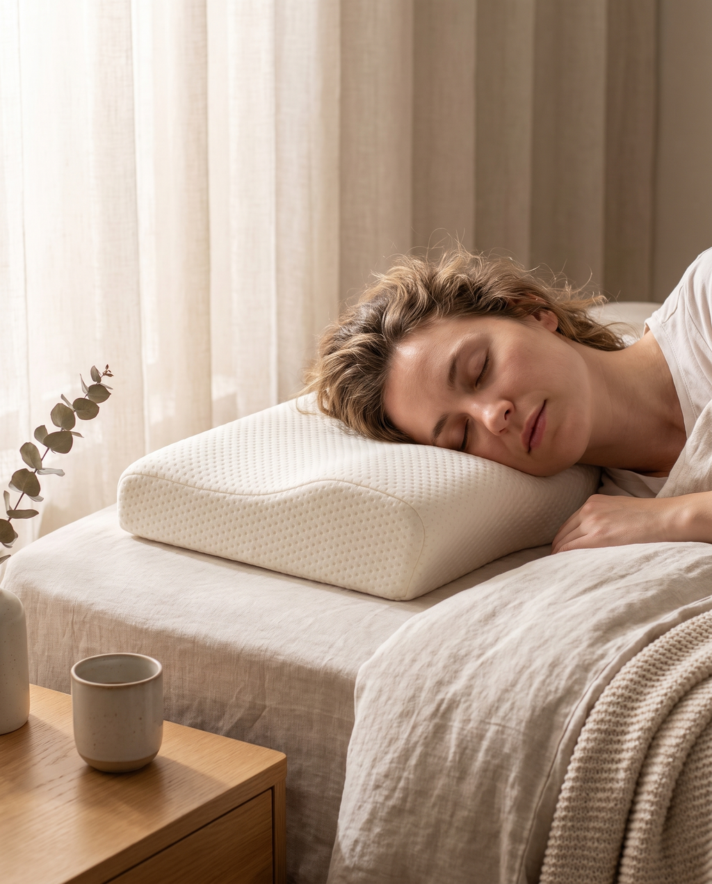 Eloren Nuvia - persona descansando con la almohada cervical