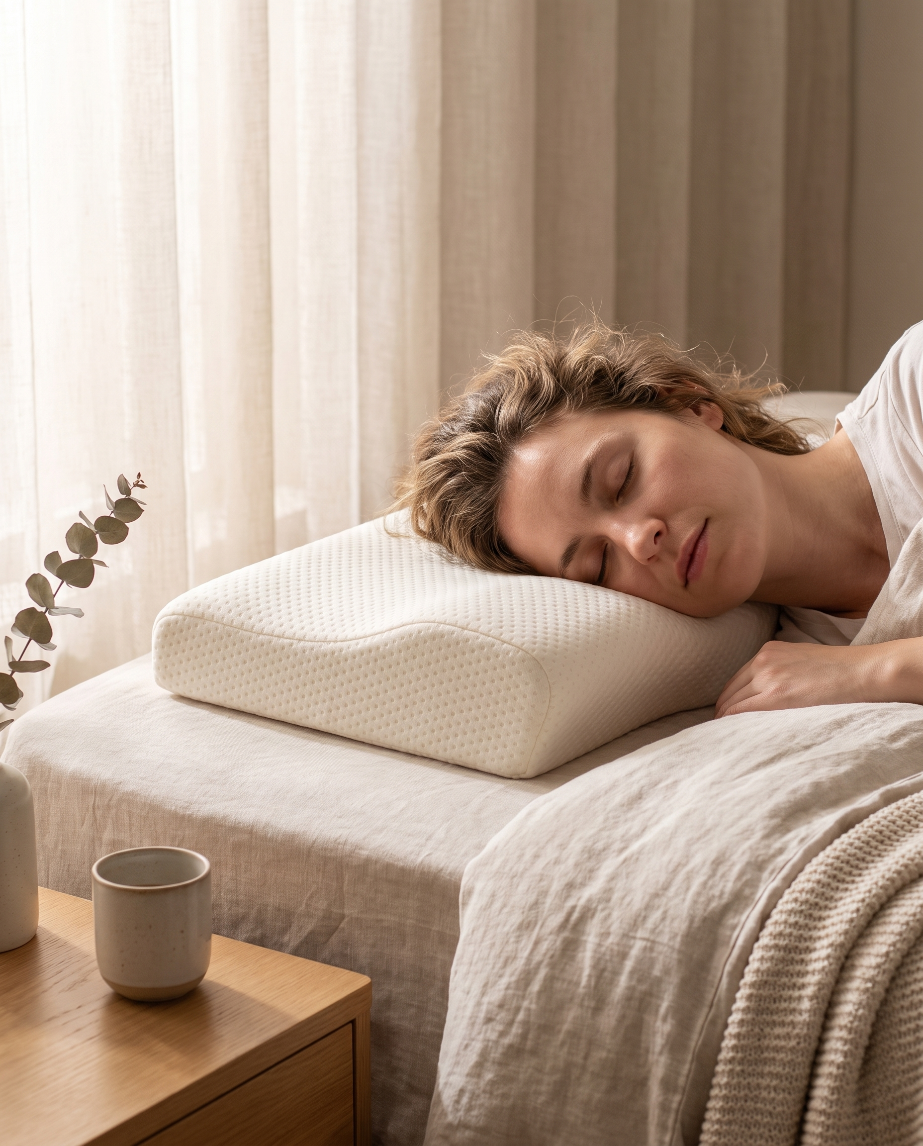 Eloren Nuvia - persona descansando con la almohada cervical
